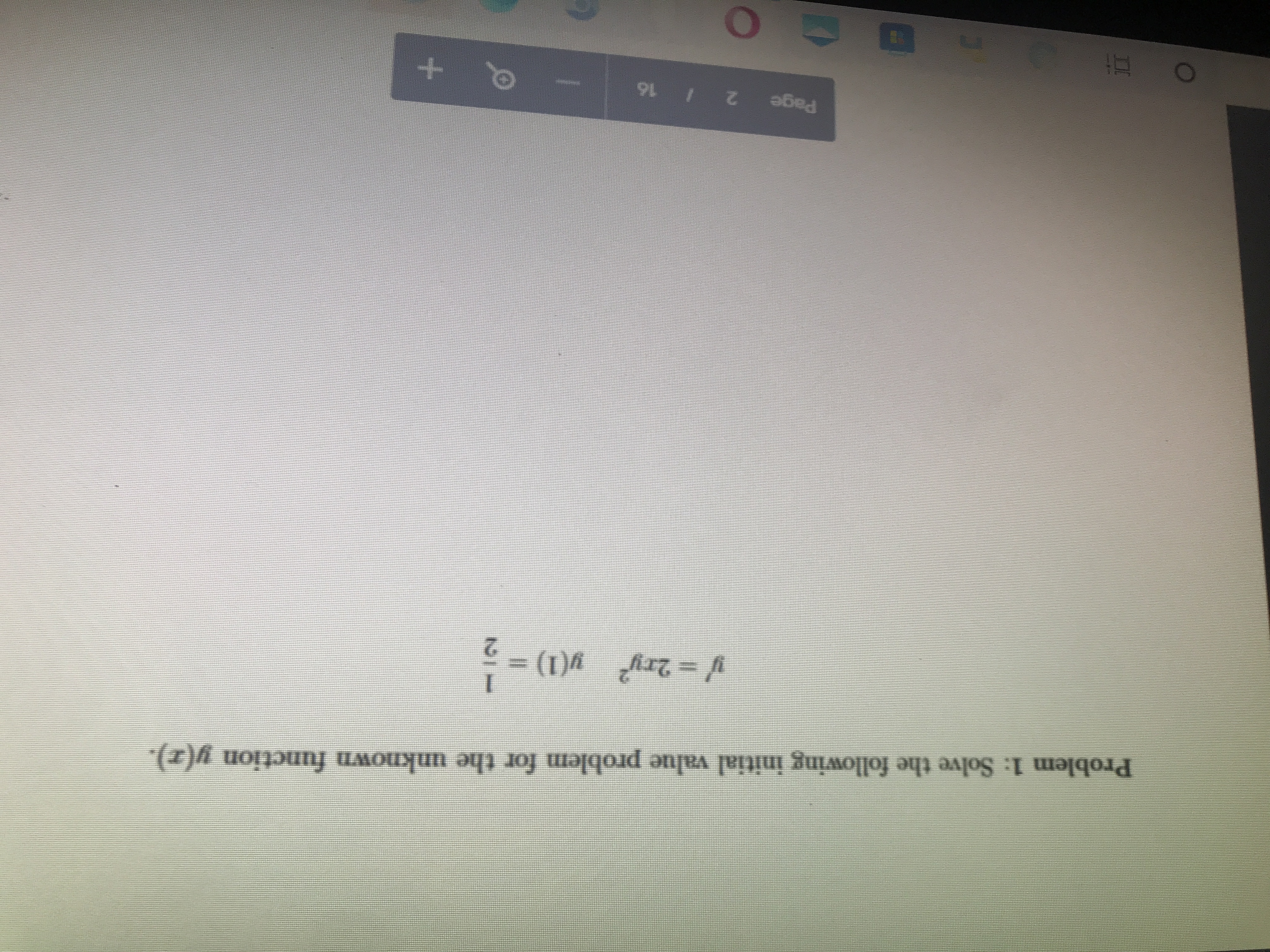 Problem 1: Solve the following initial value