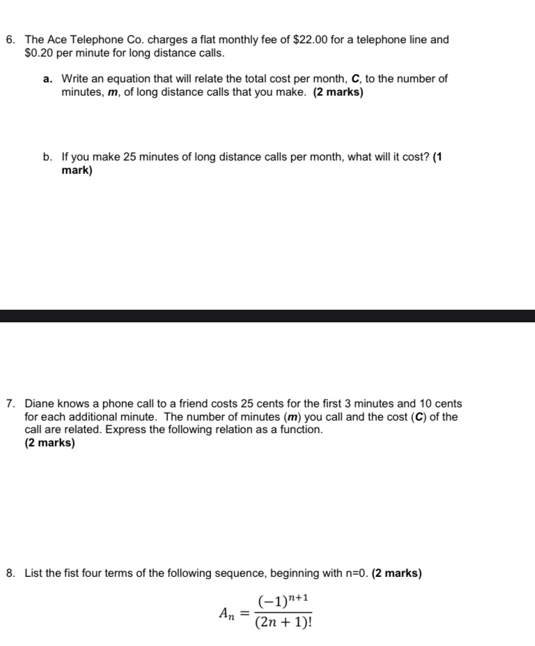 E. The Ace Telephone Co. charges a at monthly fee