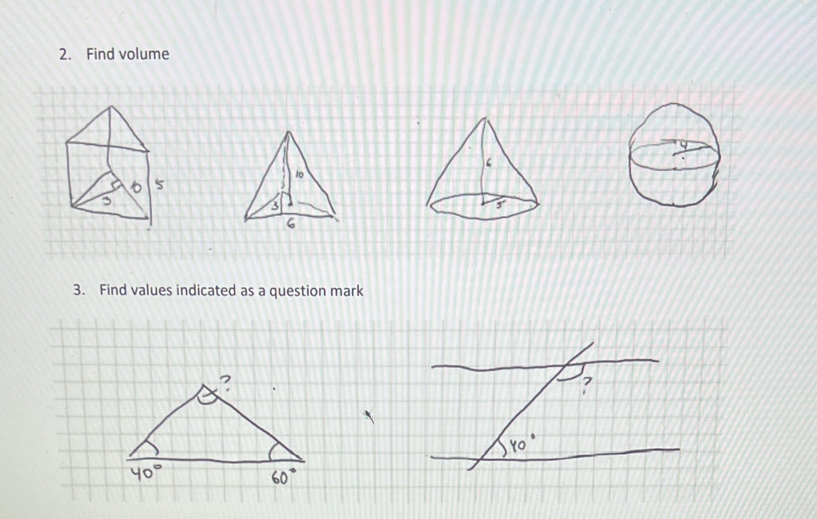 Can you type no handwriting 2. Find volume S 3.