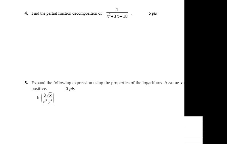 4. Find the partial fraction decomposition of 5