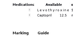 Medications Available 0 Levothyroxine 5 Captopril