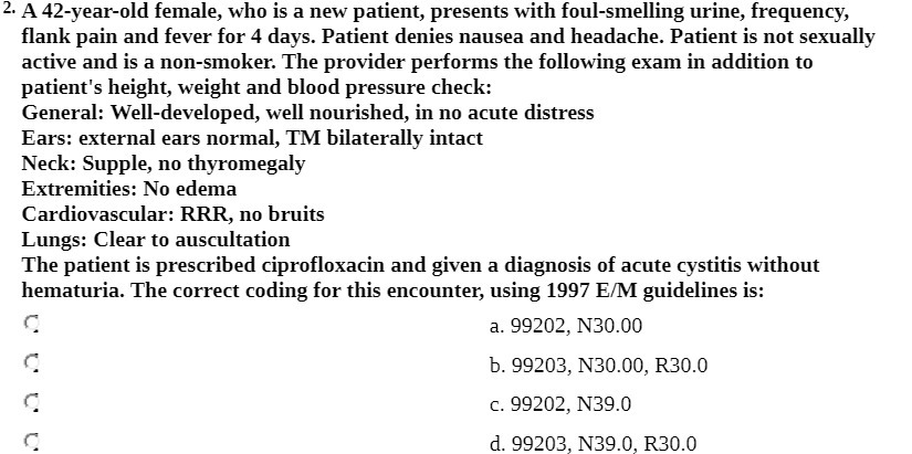 2- A 42-year-old female, who is a new patient,