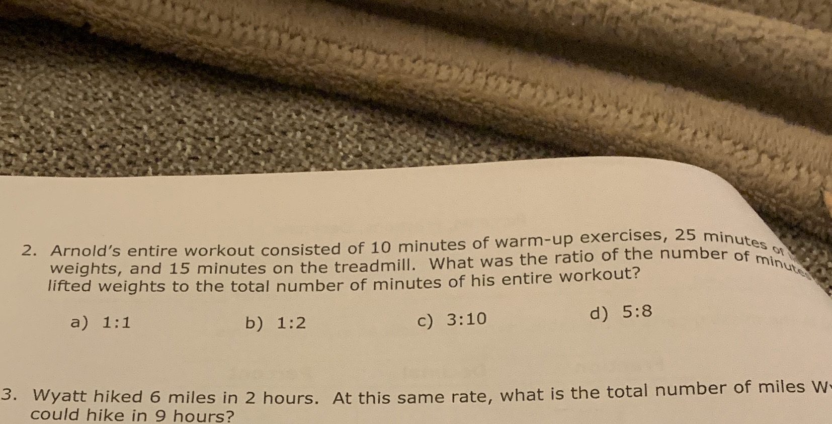 2. Arnold's entire workout consisted of 10