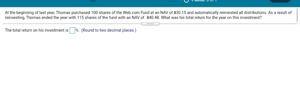 question 8 At the beginning of last year, Thomas