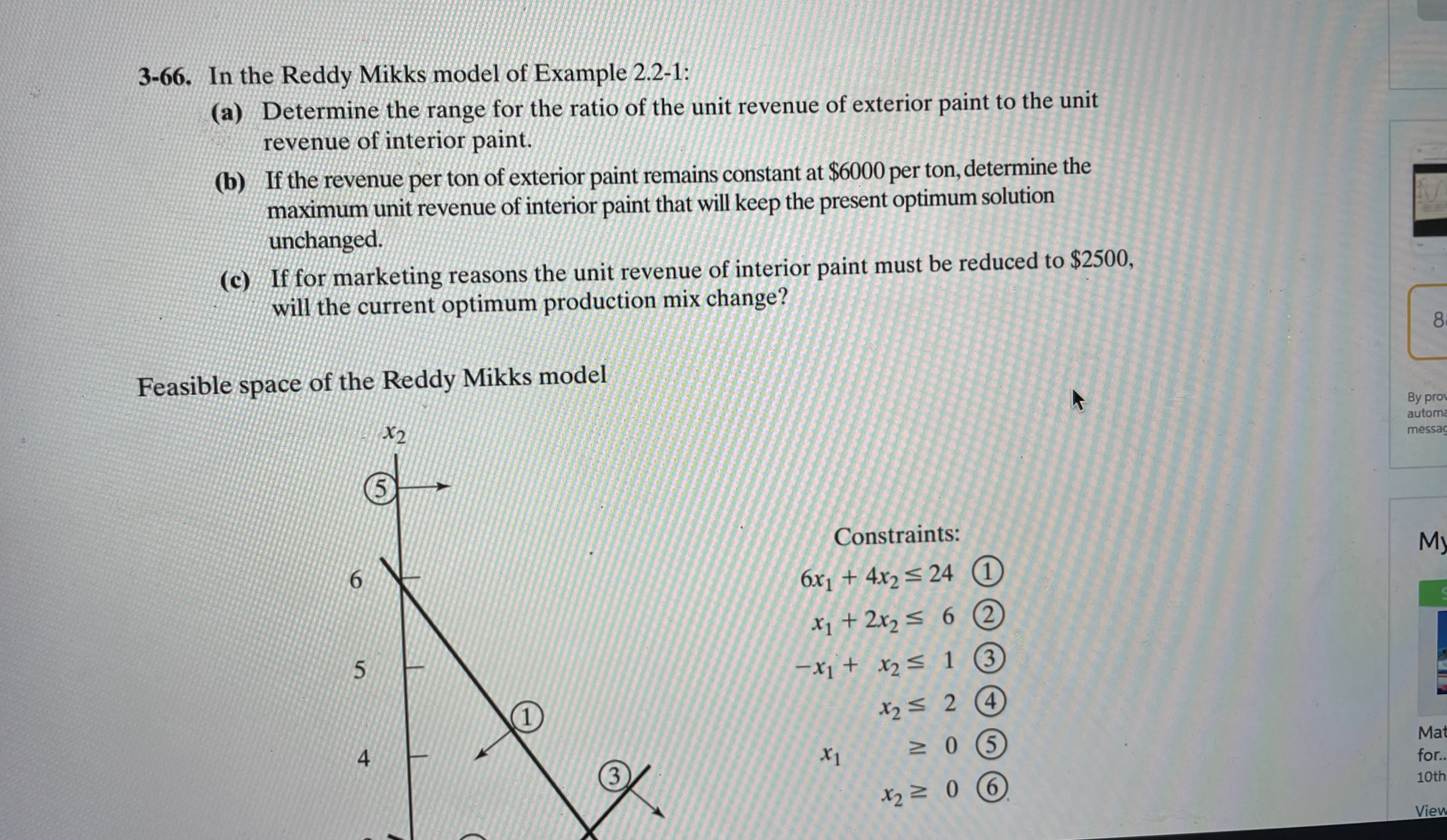 3-66. In the Reddy Mikks model of Example 2.2-1: