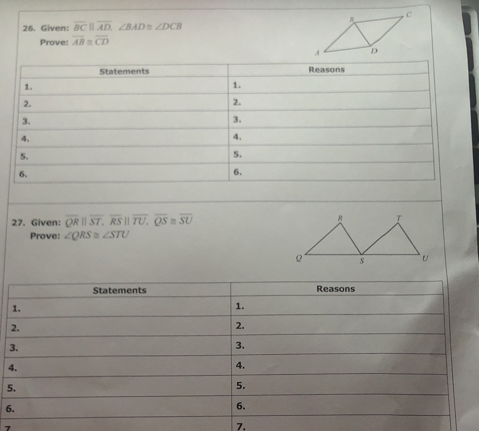 26, Given: BC II AD, ZBAD = ZDCB Prove: AB = CD D