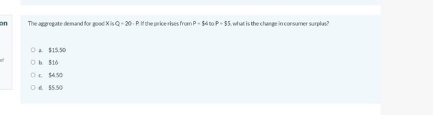 on The aggregate demand for good X is Q -20 - P.