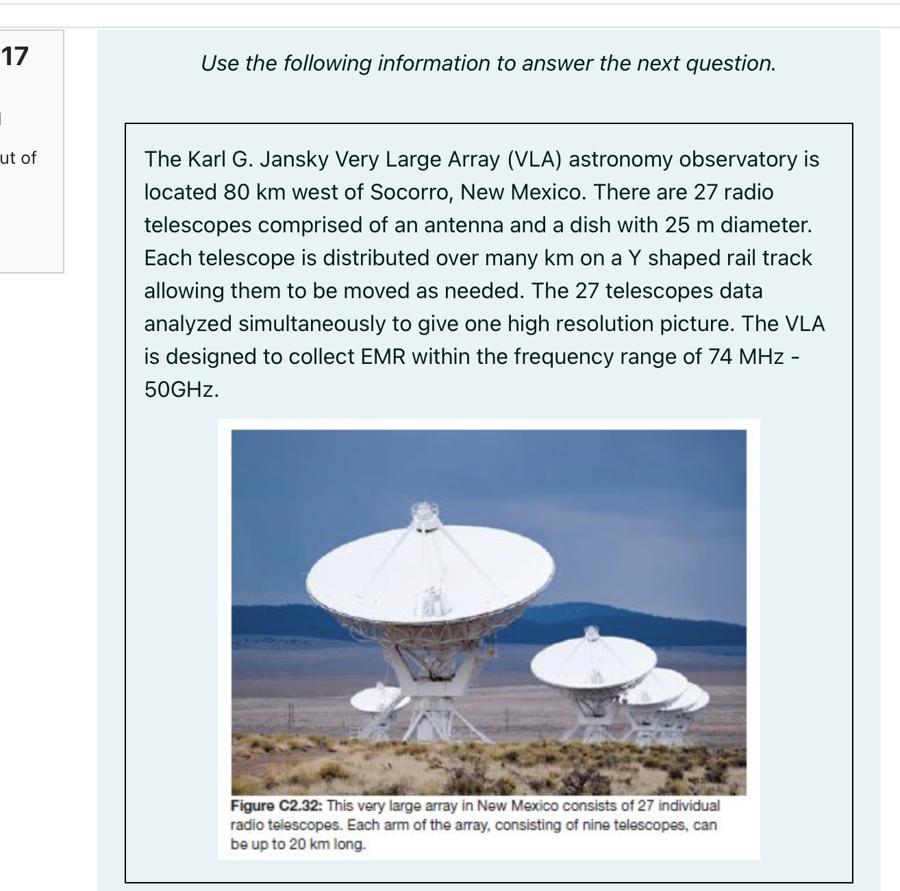 17 Use the following information to answer the