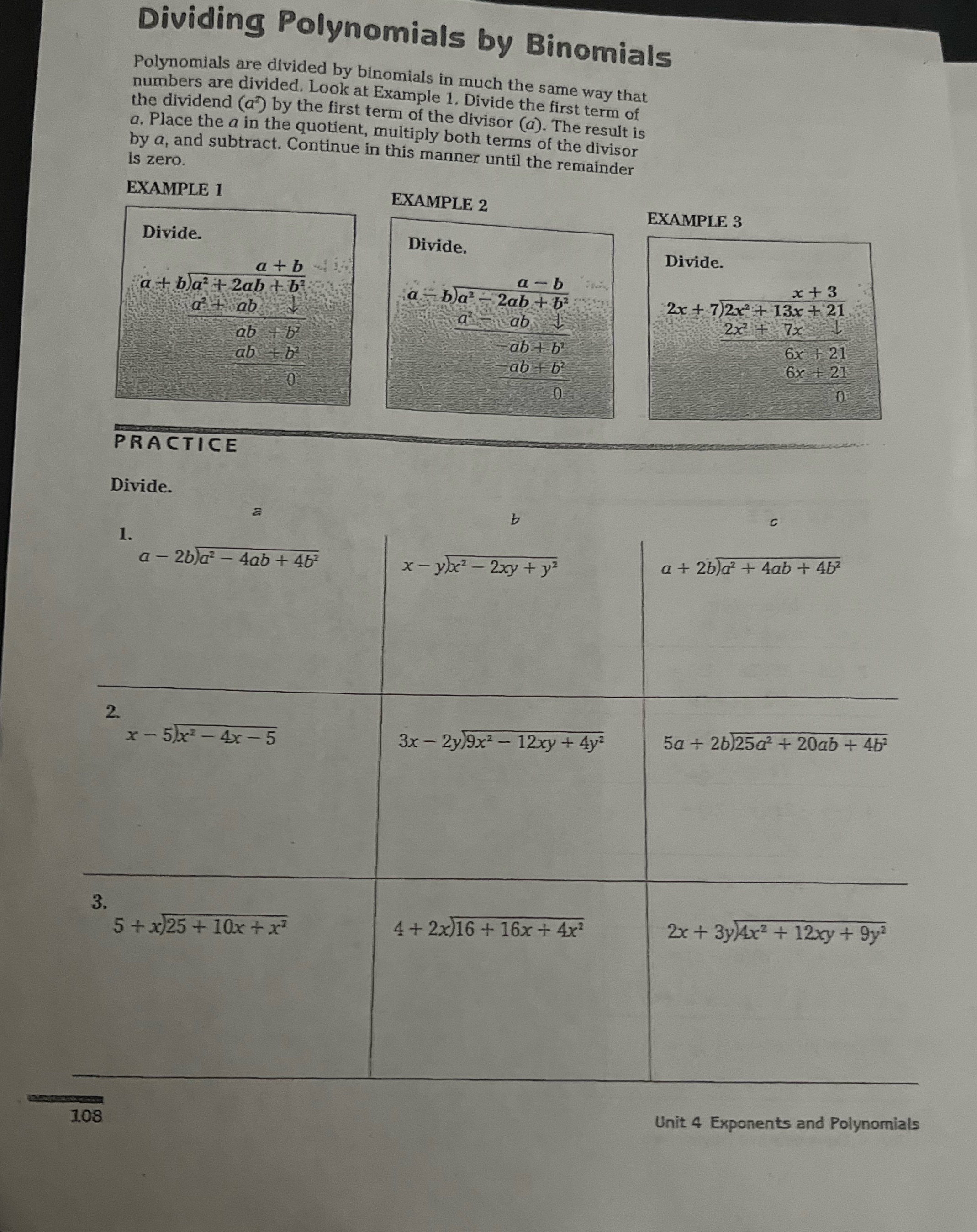 Help with this Dividing Polynomials by Binomials