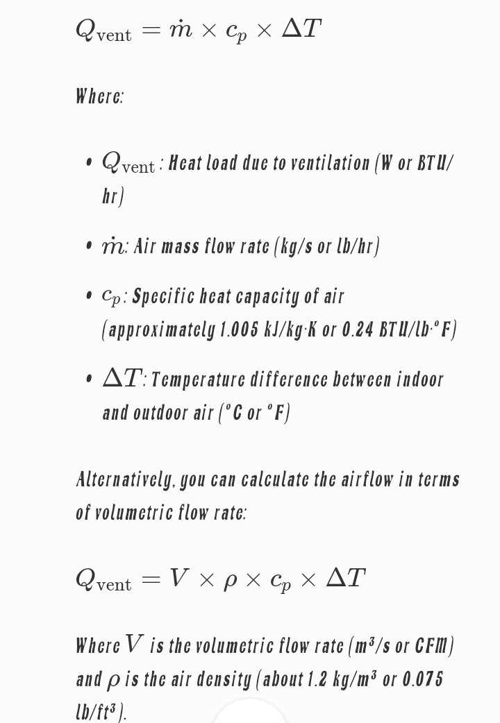 explain Qvent = m X Cp X AT Where: . Qvent : Heat