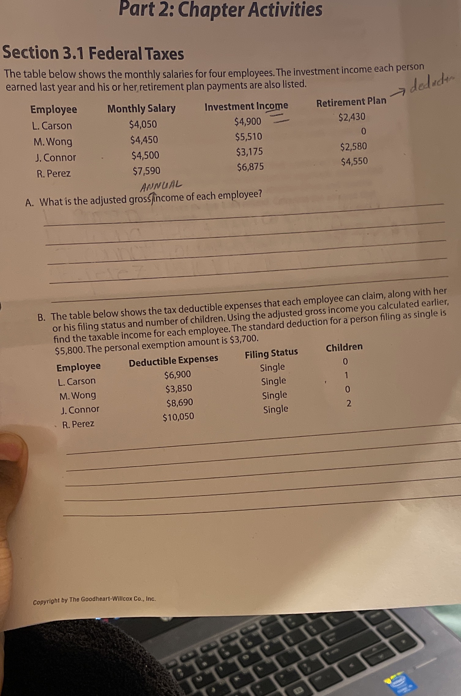 Federal taxes Part 2: Chapter Activities Section
