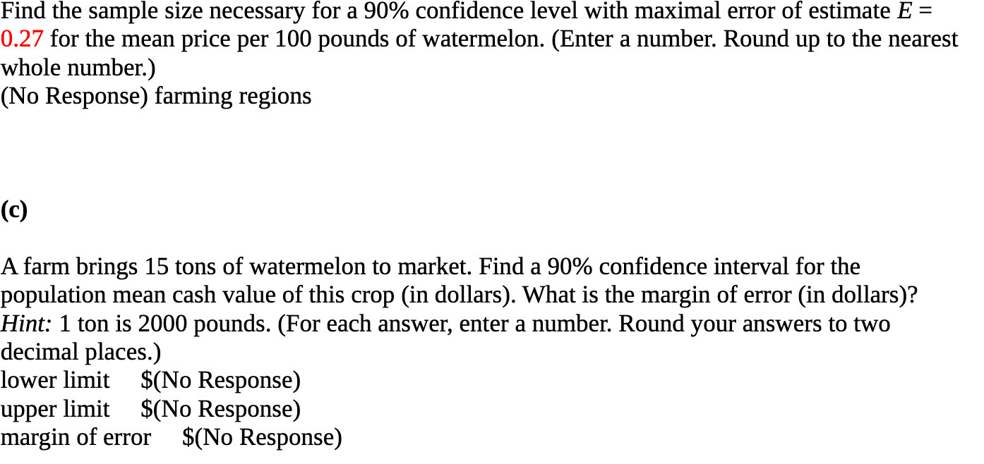 Find the sample size necessary for a 90%