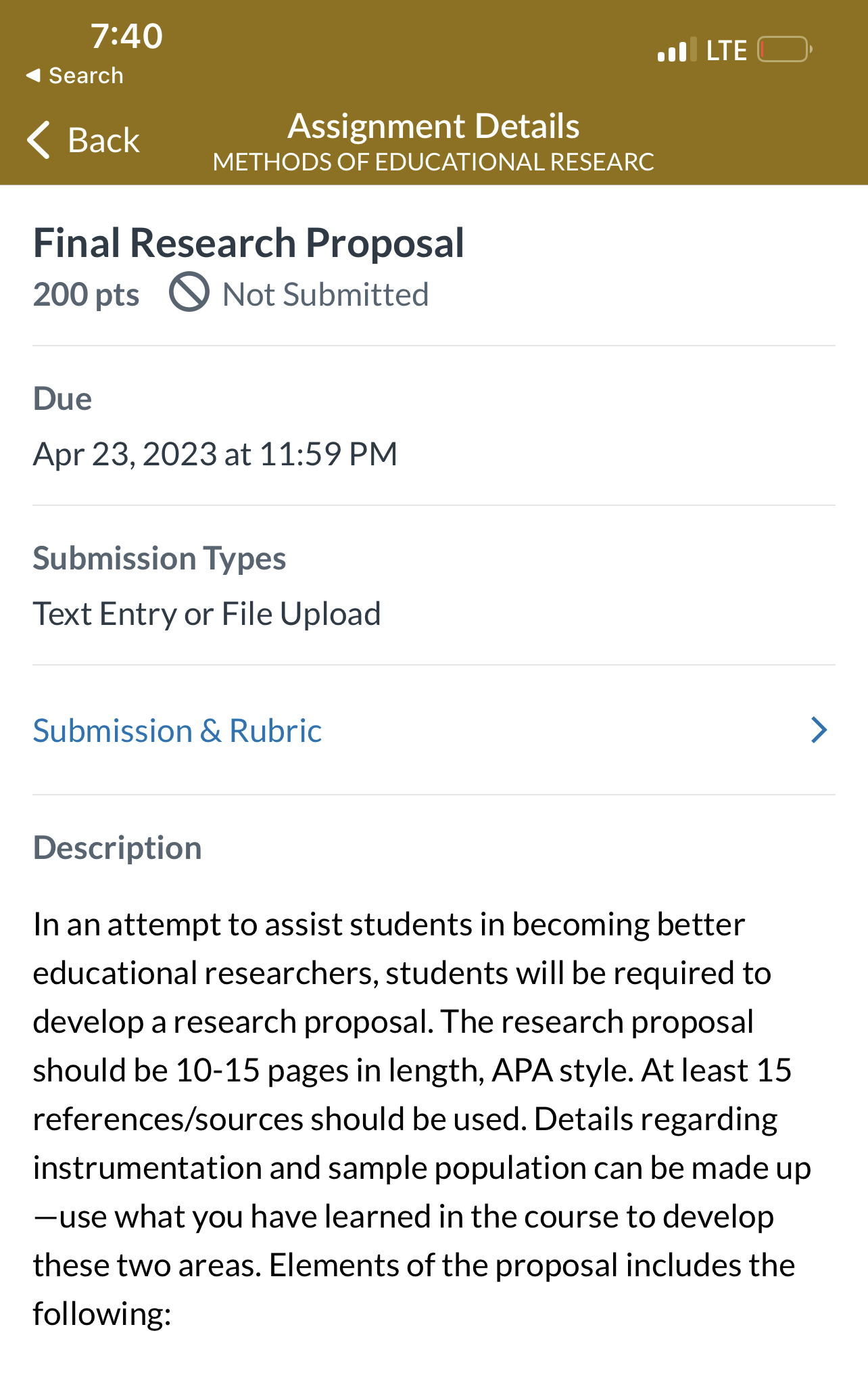 7140 4 Search < Back Assignment Details METHODS