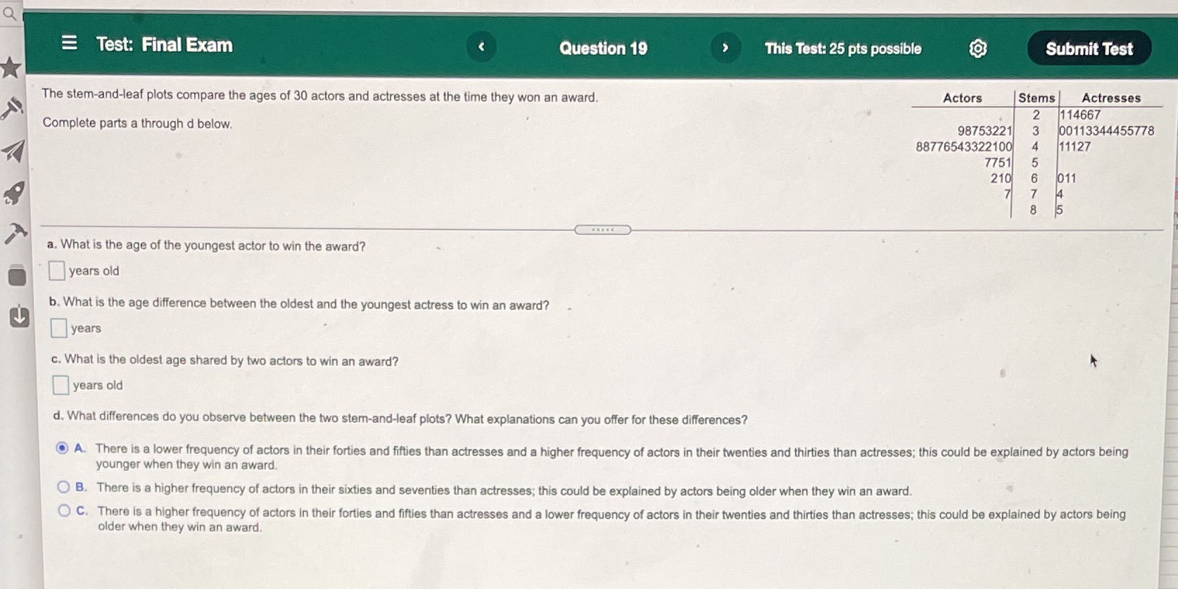 Help please what are the answers? Q E Test: Final