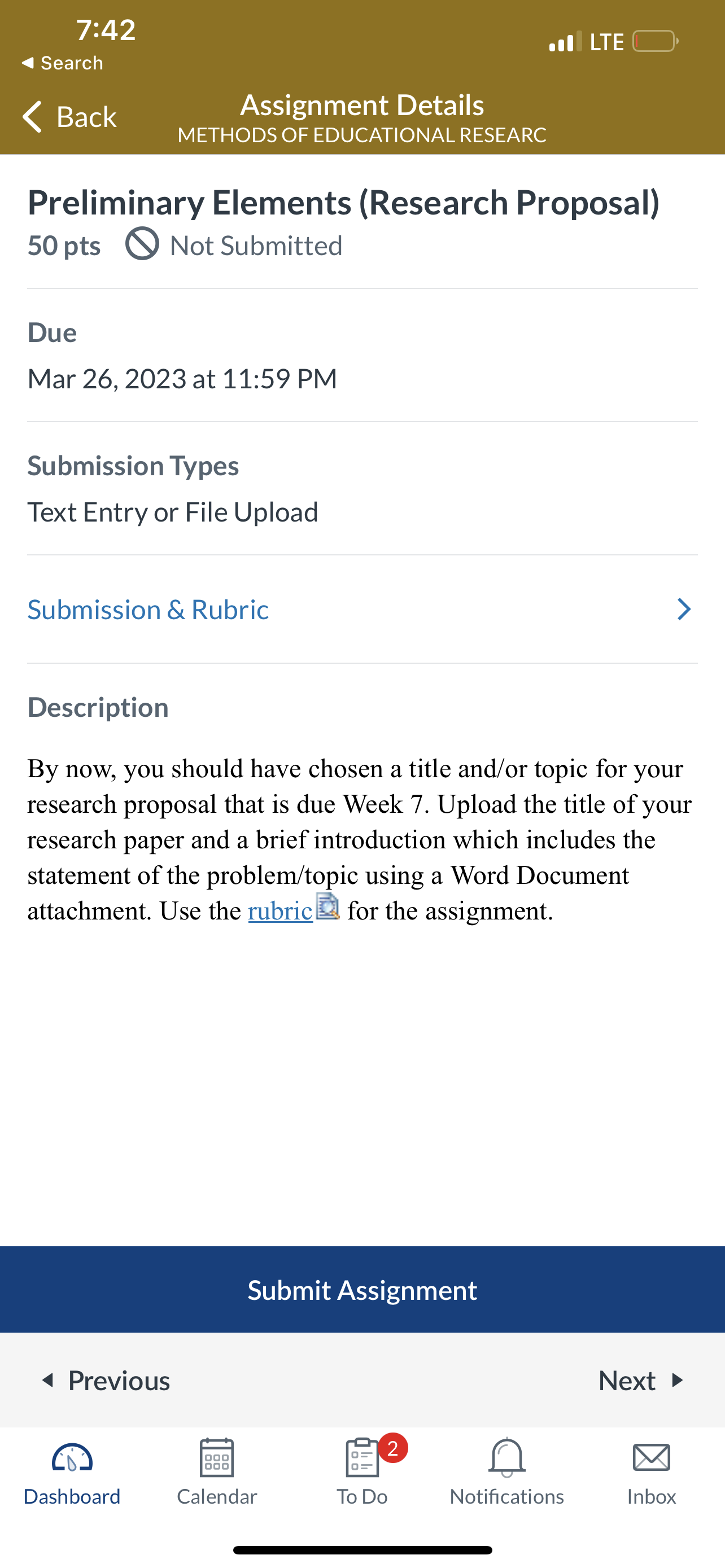 7140 4 Search < Back Assignment Details METHODS