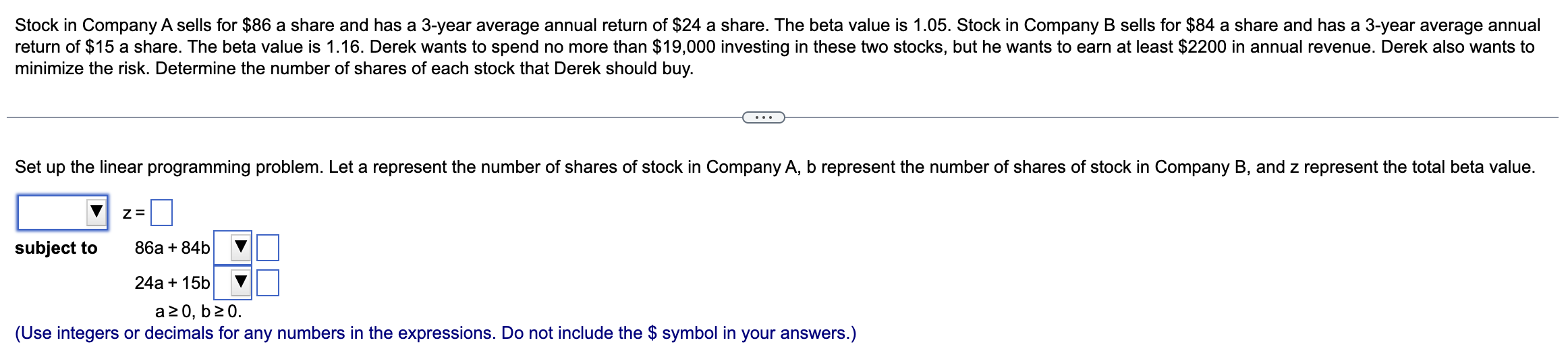 1. Stock in CompanyA sells for $86 a share and