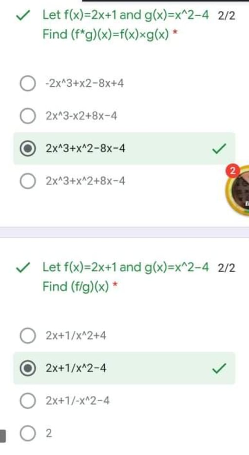 thanykouuuuuuuuuu V Let f(x)=2x+1 and g(x)=x^2-4
