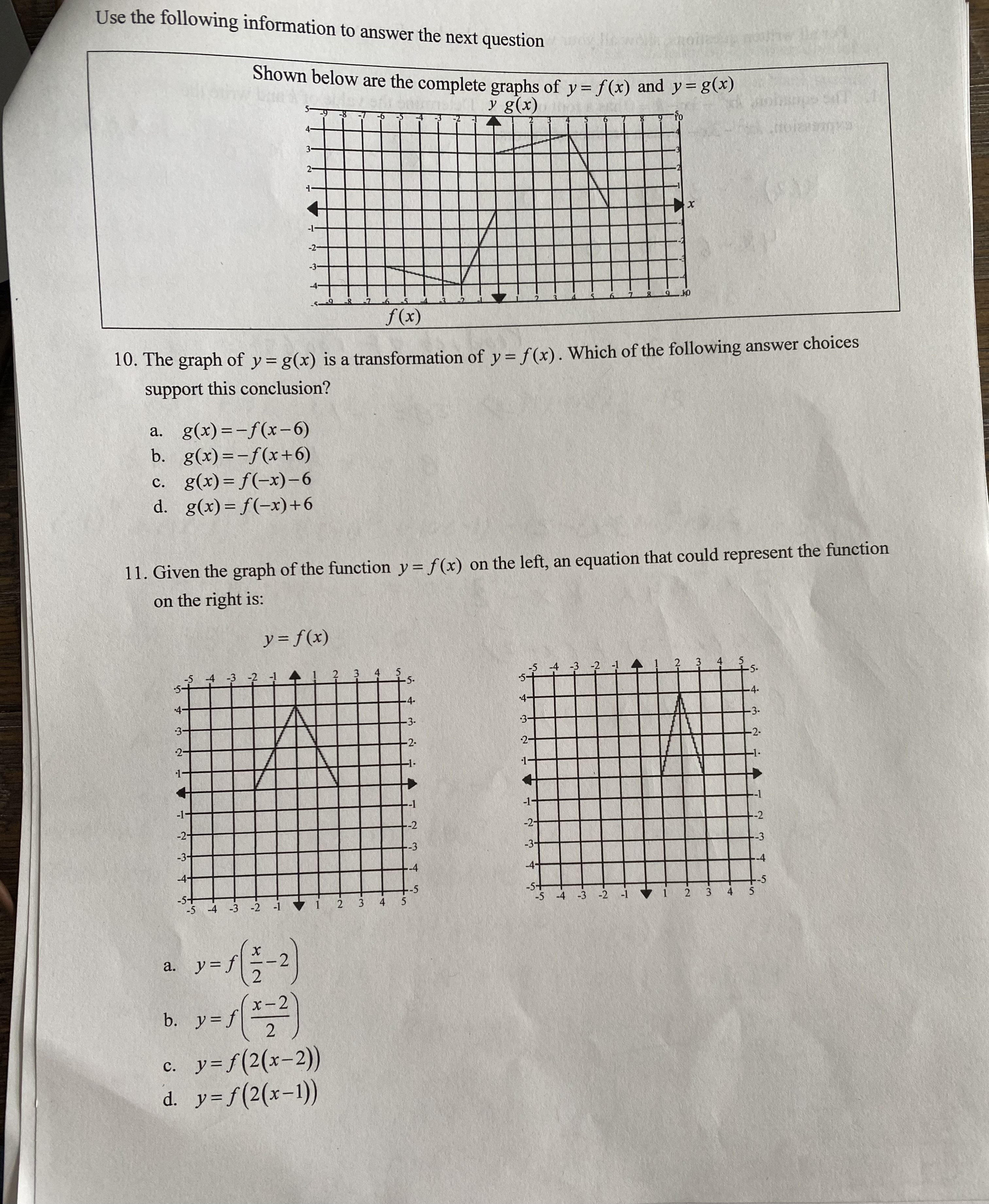 Use the following information to answer the next