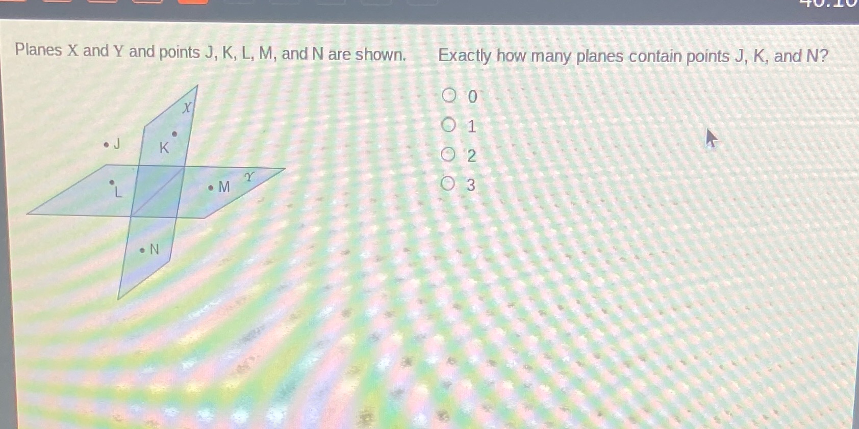Planes X and Y and points J, K, L, M, and N are