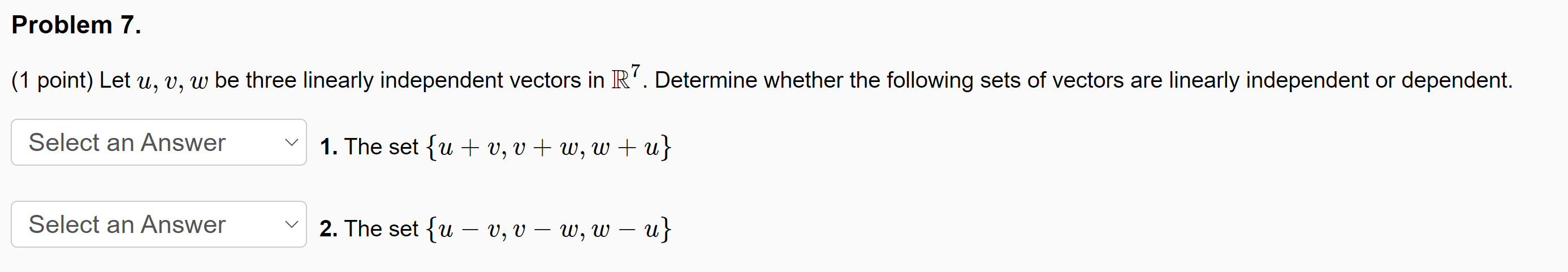 Problem 1. (1 point) Let 6 8 12 $1- 6 ,V2 20 ,V3