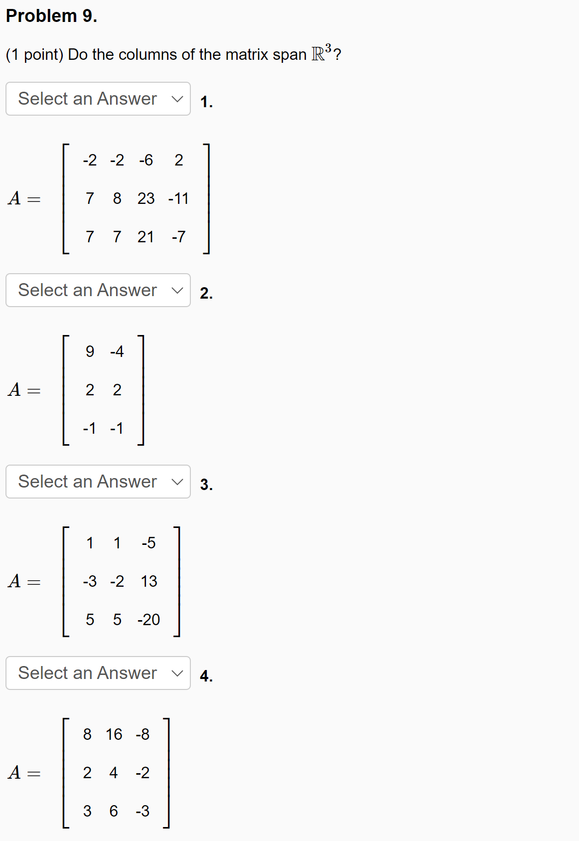 Problem 1. (1 point) Let 6 8 12 $1- 6 ,V2 20 ,V3