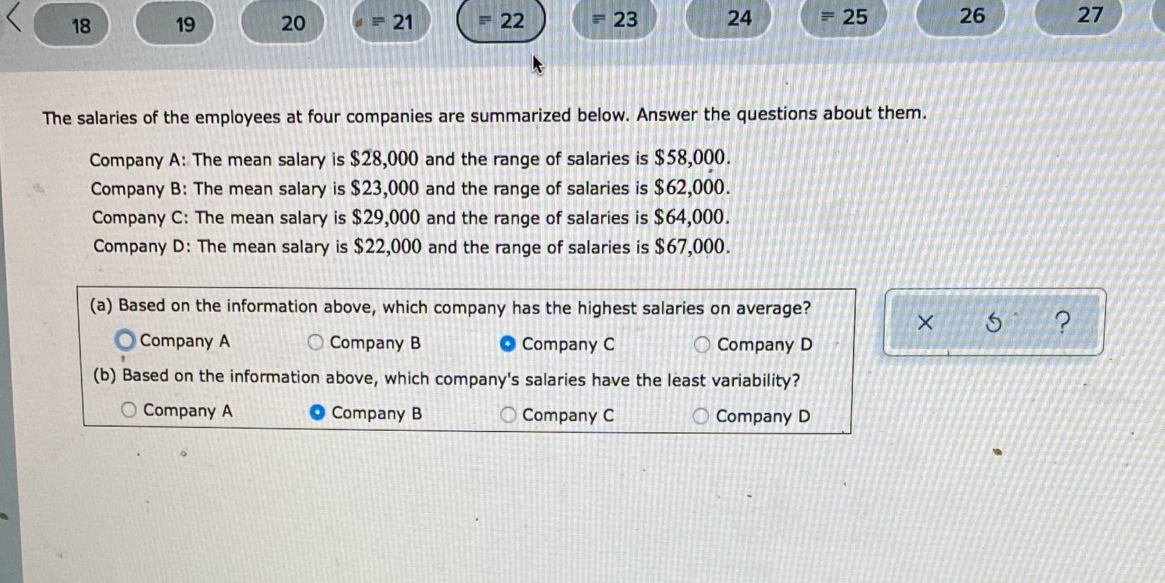 27 18 19 20 = 21 22 23 24 = 25 26 The salaries of