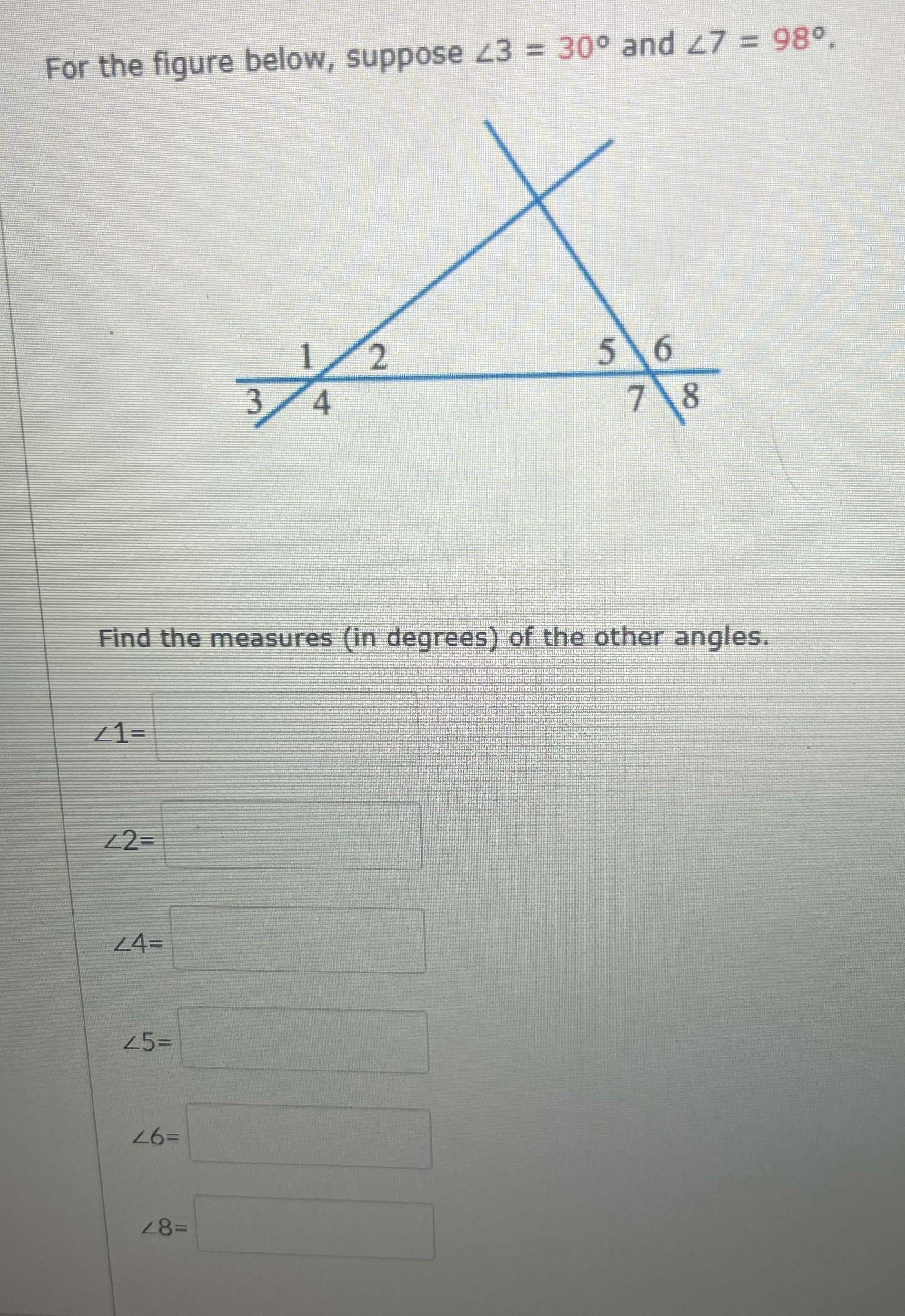 For the figure below, suppose 23 = 30 and 47 =