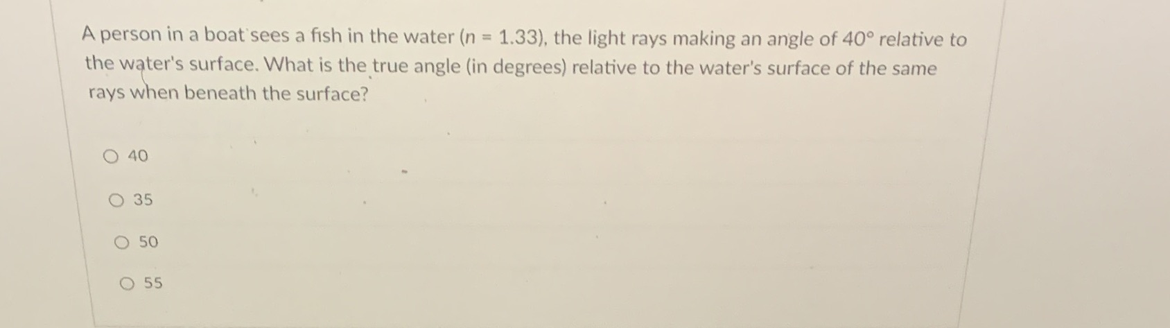21 A person in a boat sees a fish in the water (n