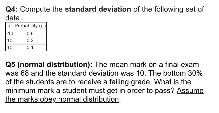 Q4: Compute the standard deviation of the