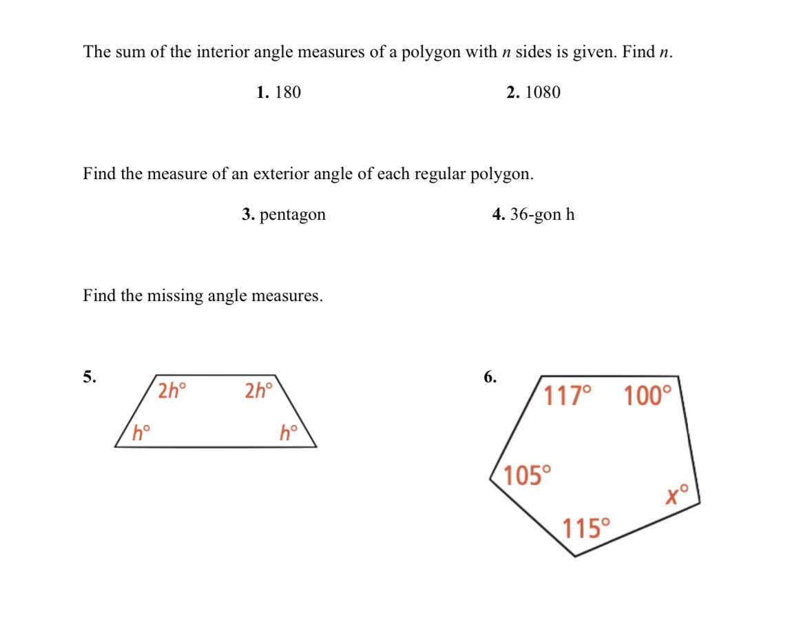 The sum of the interior angle measures of a