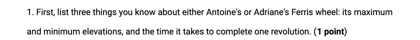 1. First, list three things you know about either