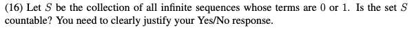 please include work. Thanks :) (16) Let S be the