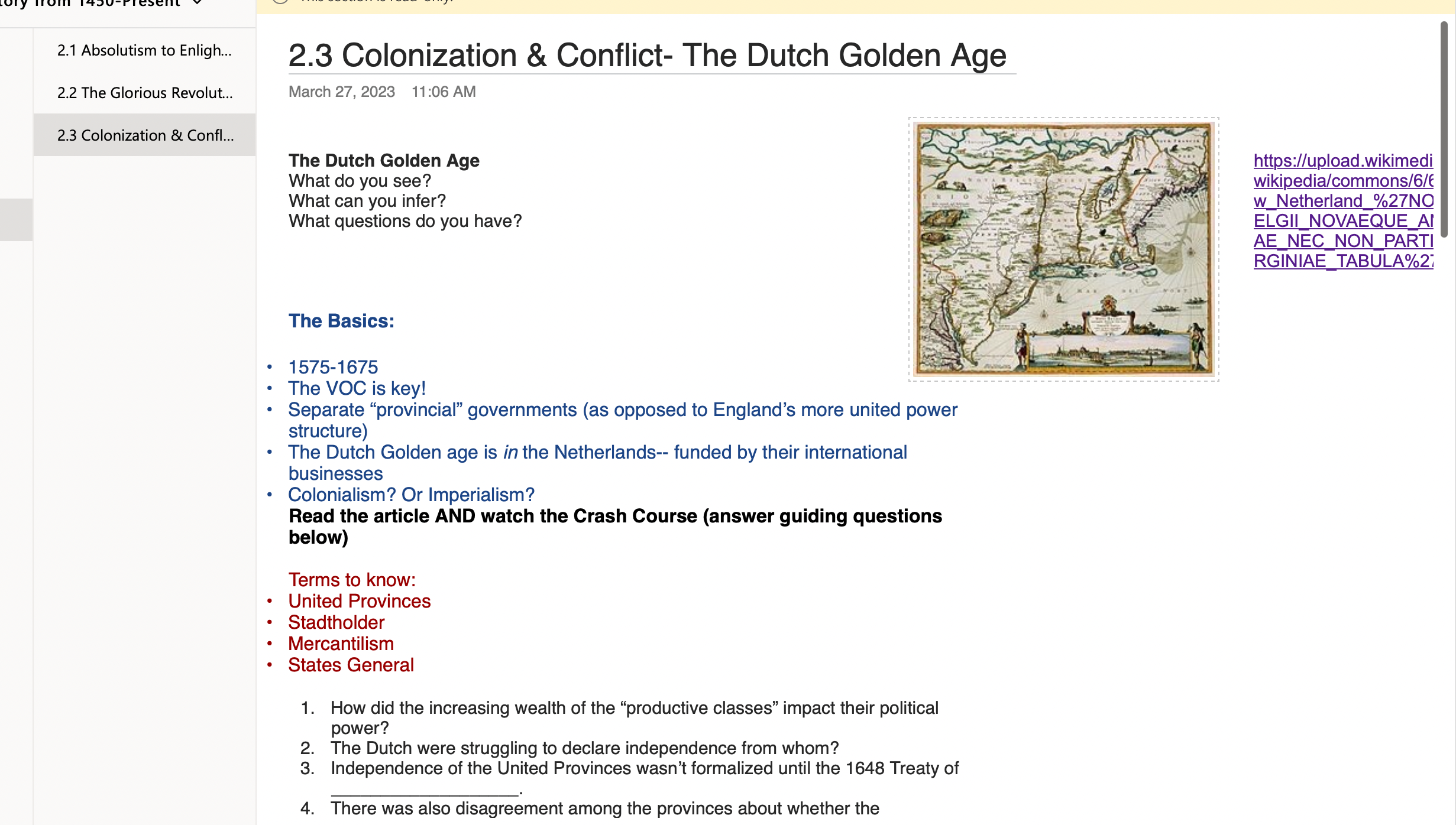 2.1 Absolutism to Enligh... 2.3 Colonization &