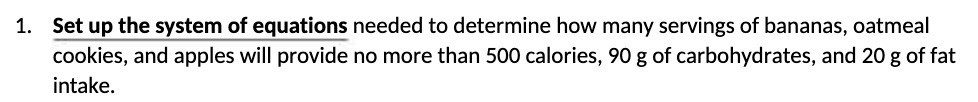 1. Set up the system of equation_s needed to