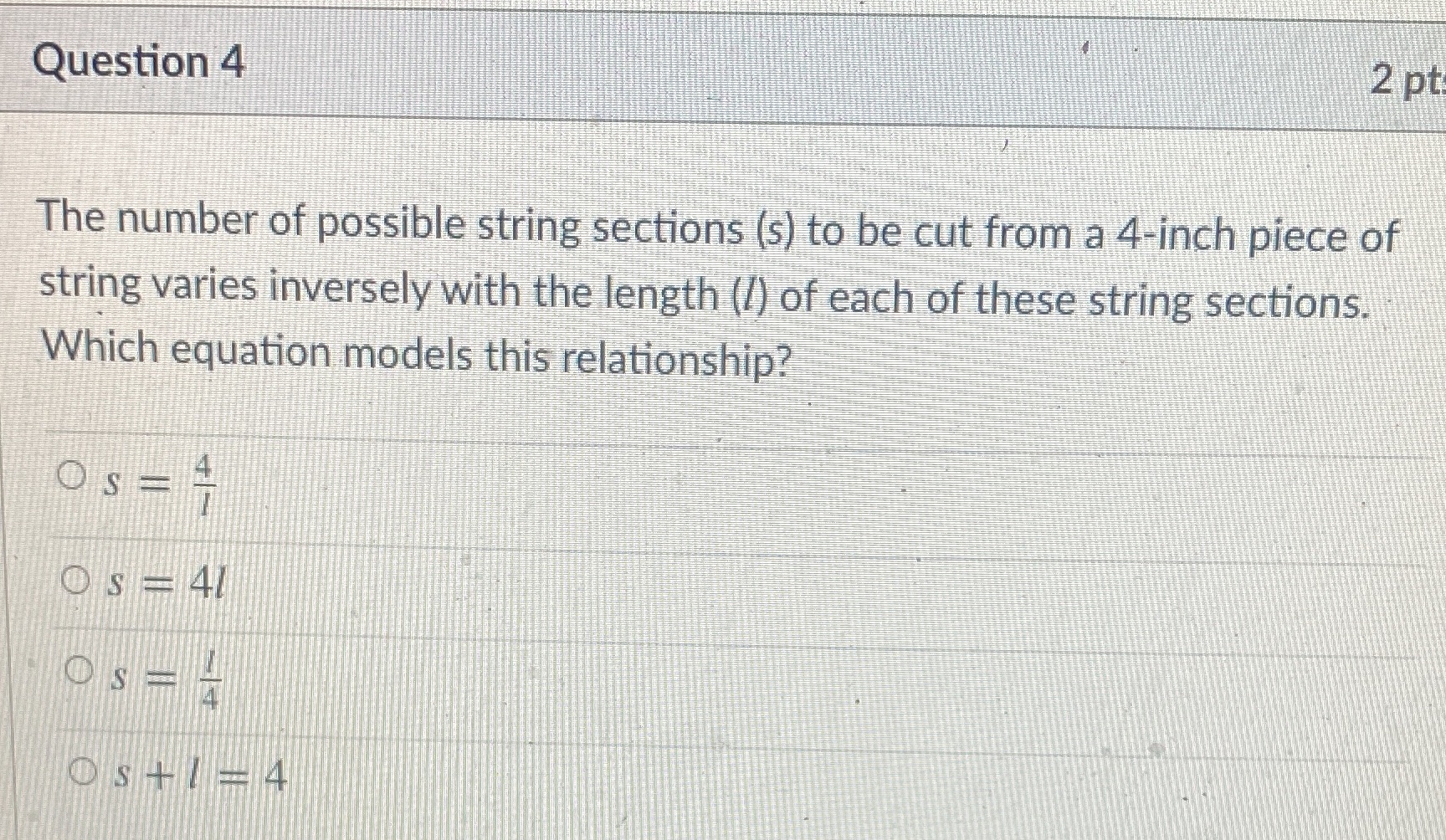Question 4 2 pt The number of possible string