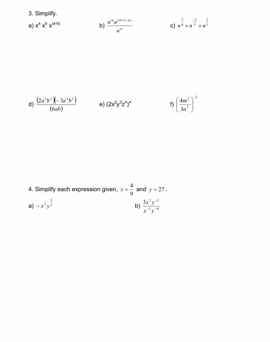 math grade 12 Exponential Functions 1. Evaluate.