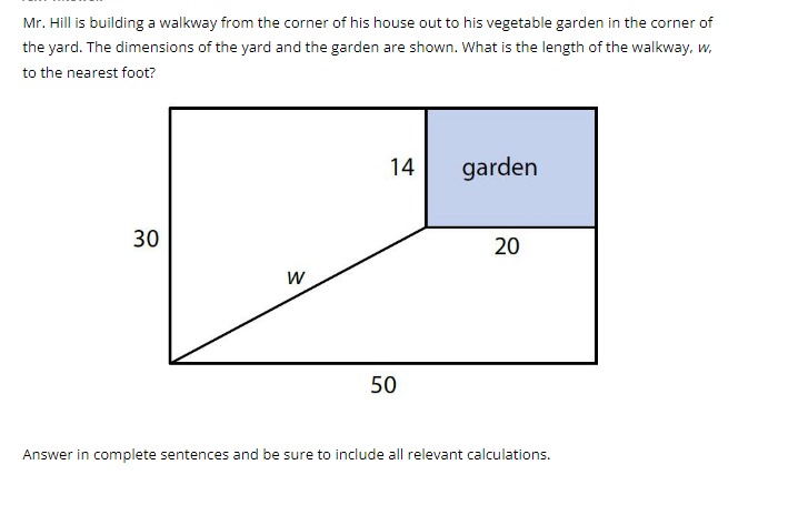Mr. Hill is building a walkway from the corner of