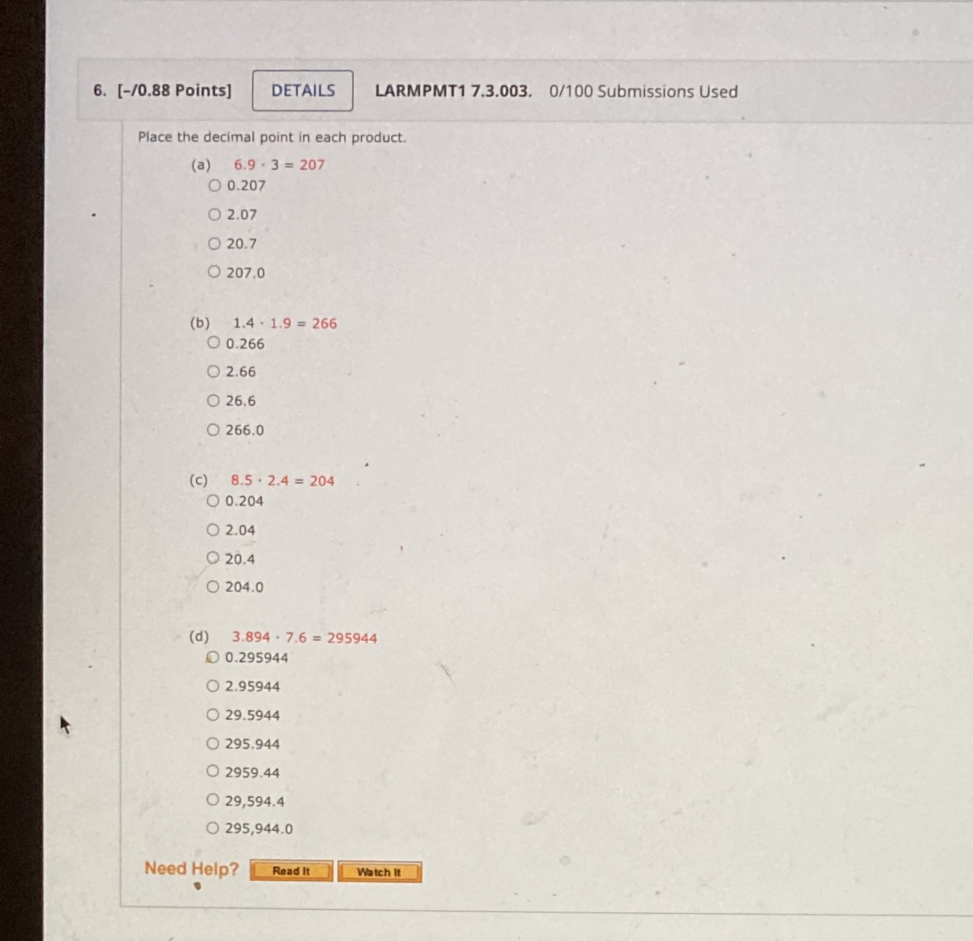 6. [-/0.88 Points] DETAILS LARMPMT1 7.3.003.