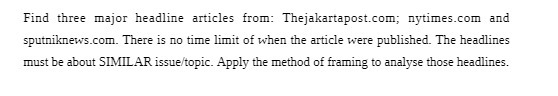 Find three major headline articles from: