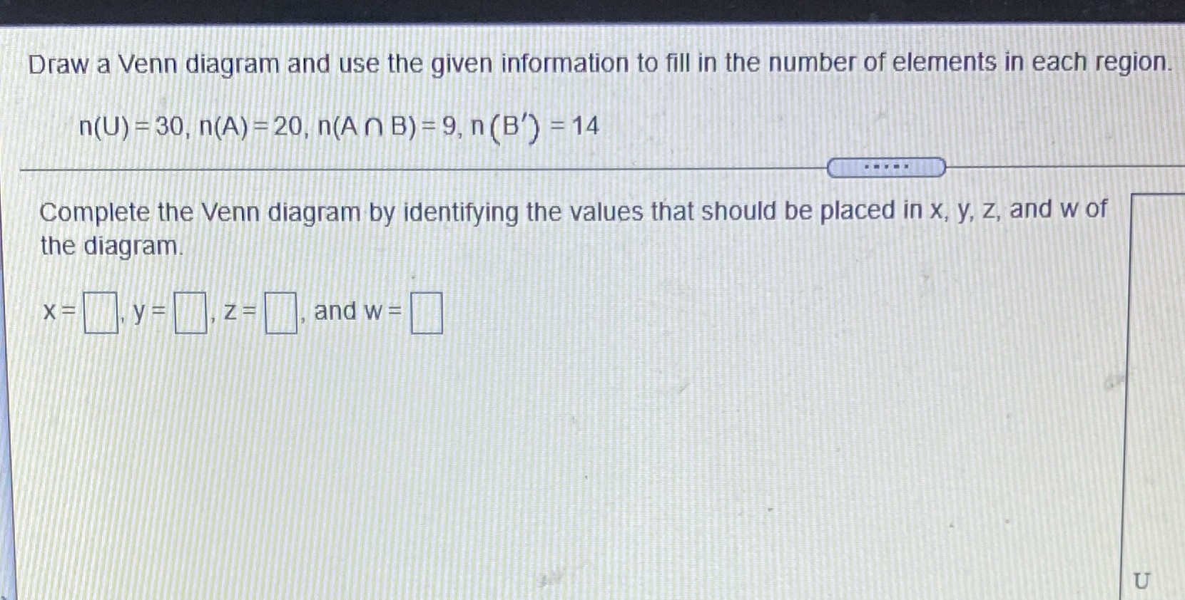 18.) Draw a Venn diagram and use the given