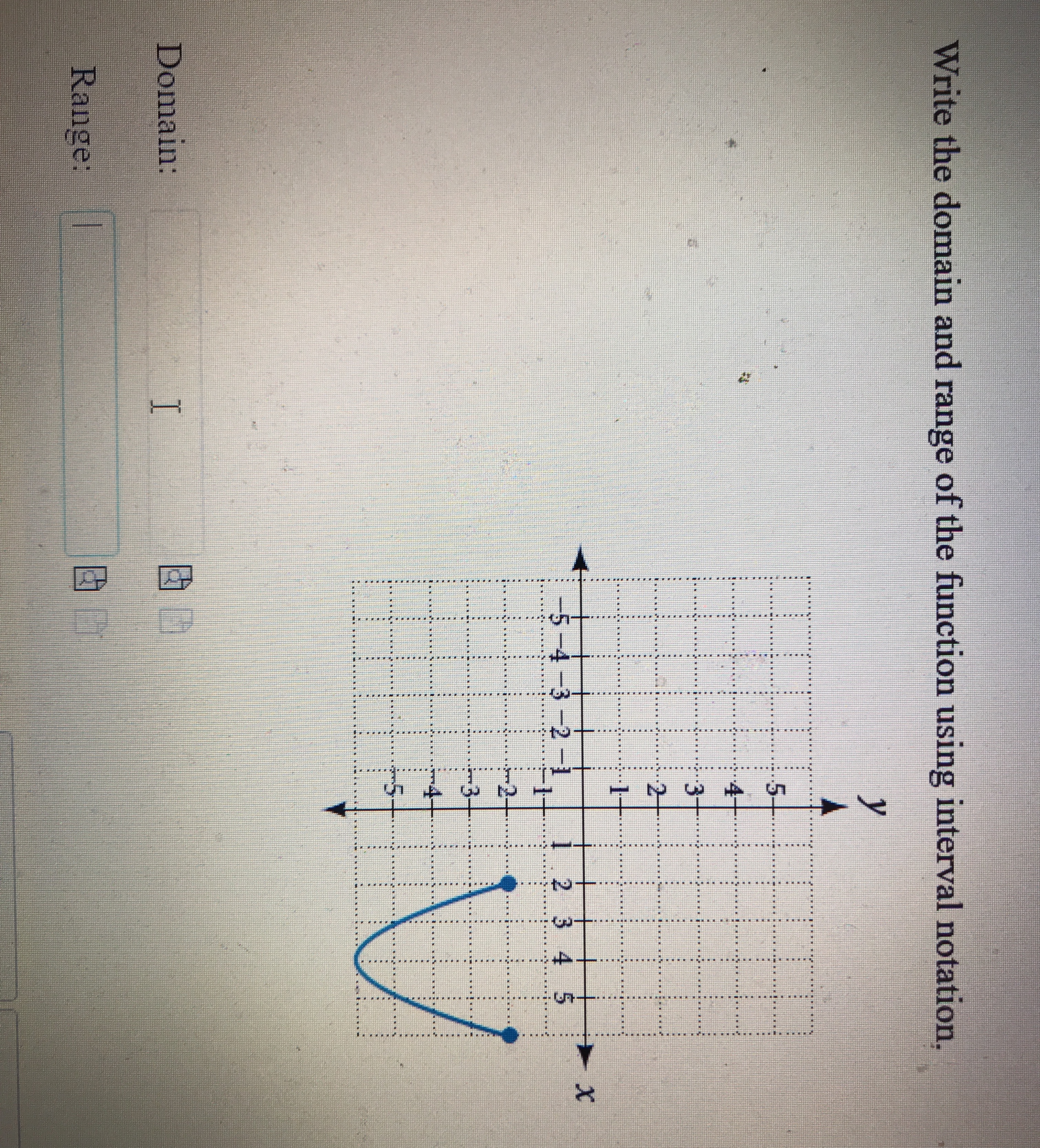 What is the domain and range here Write the