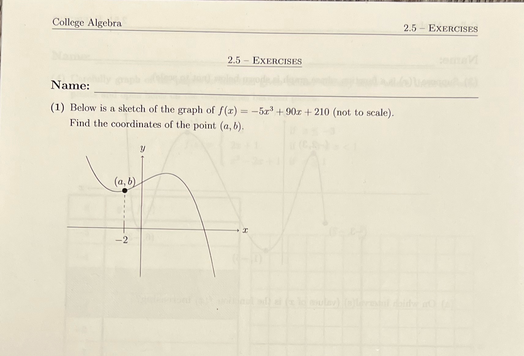 Find the coordinates of the point (a, b). College