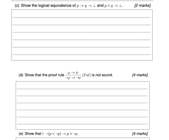 (c) Show the logical equivalence of p - q - 1 and