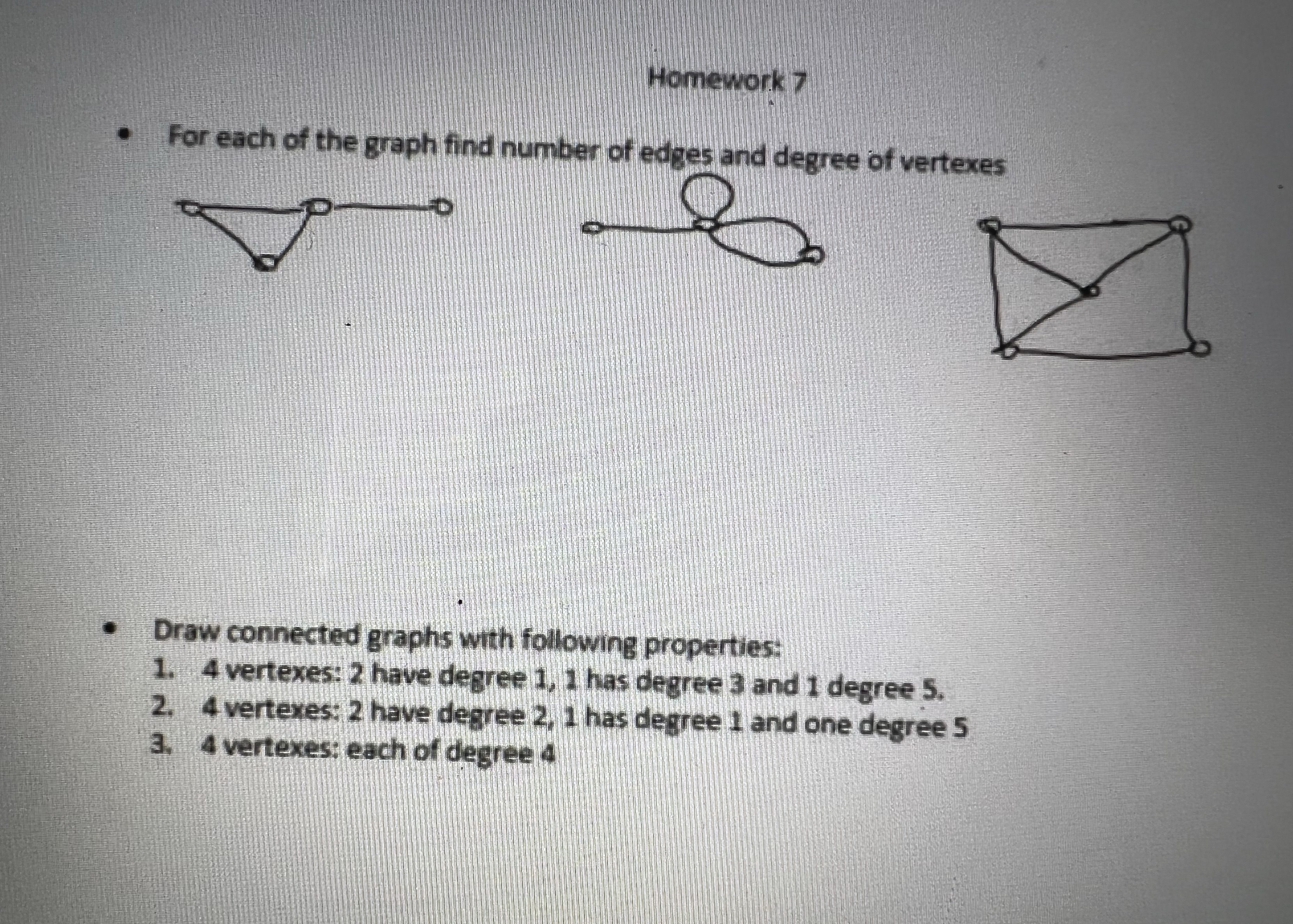 Homework 7 For each of the graph find number of