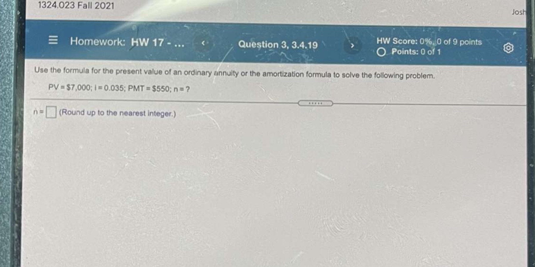 1324.023 Fall 2021 Josh E Homework: HW 17 - ...