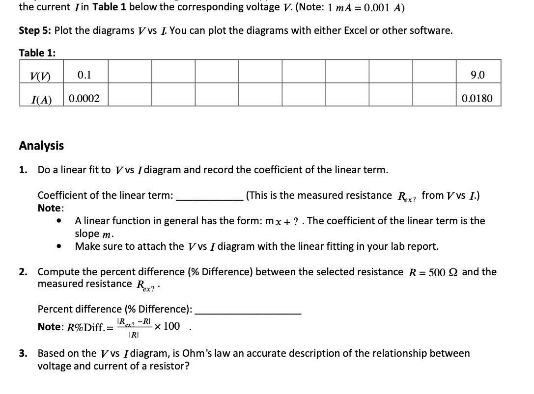 the current / in Table 1 below the corresponding
