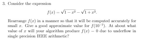 3. Consider the expression f(x) - V1-r' -