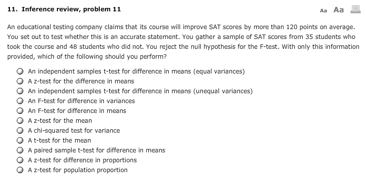 12. Inference review... problem 12 M pa 3 A study