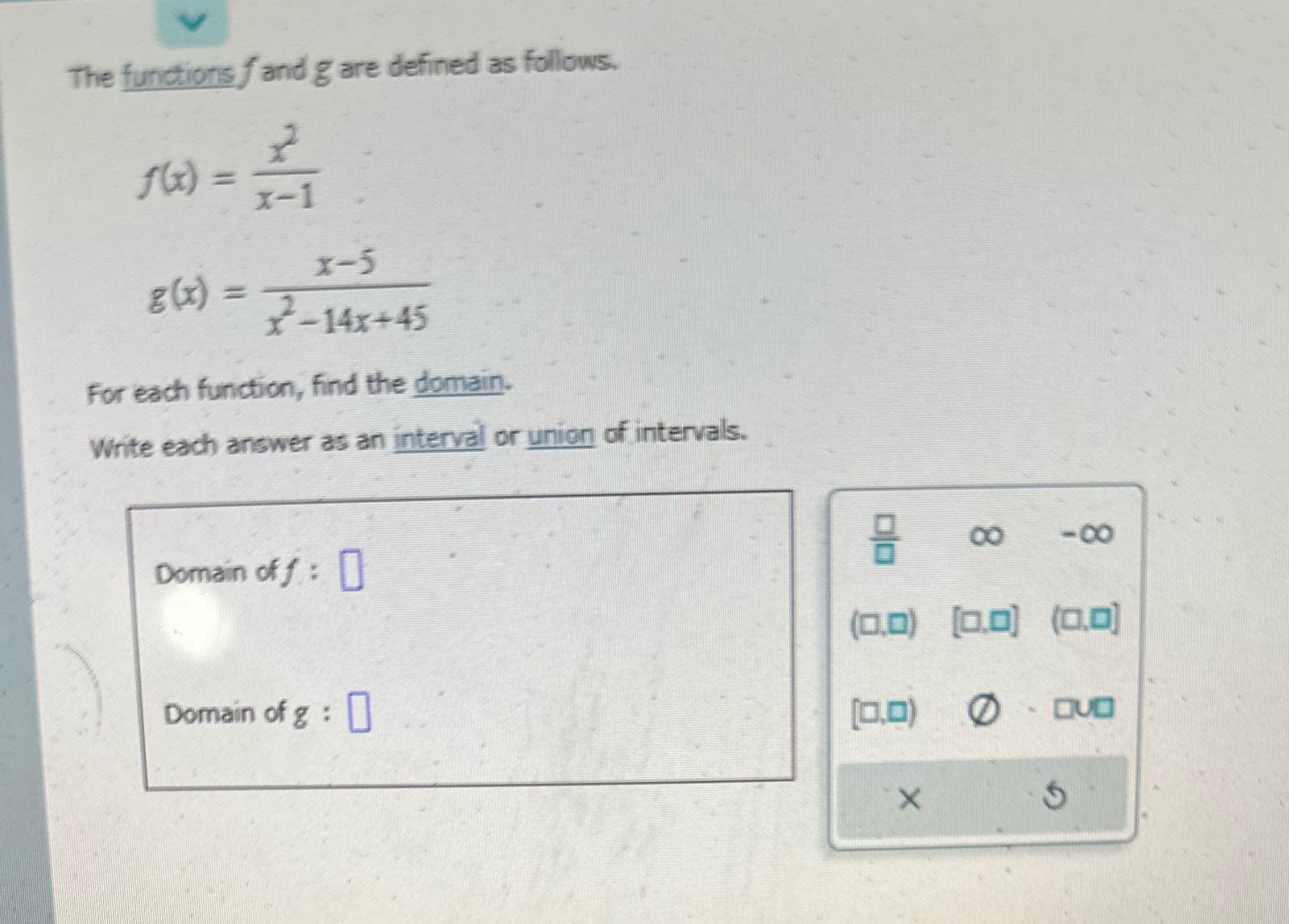 The functionsf and g are defined as follows. f (