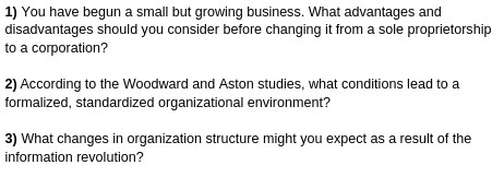 1) You have begun a small but growing business.